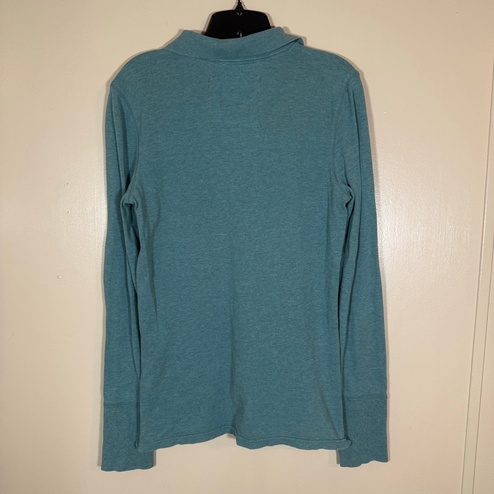 Y2K 2000s Teal Henley Long Sleeve Top Large Vintage American Eagle - Picture 2 of 8